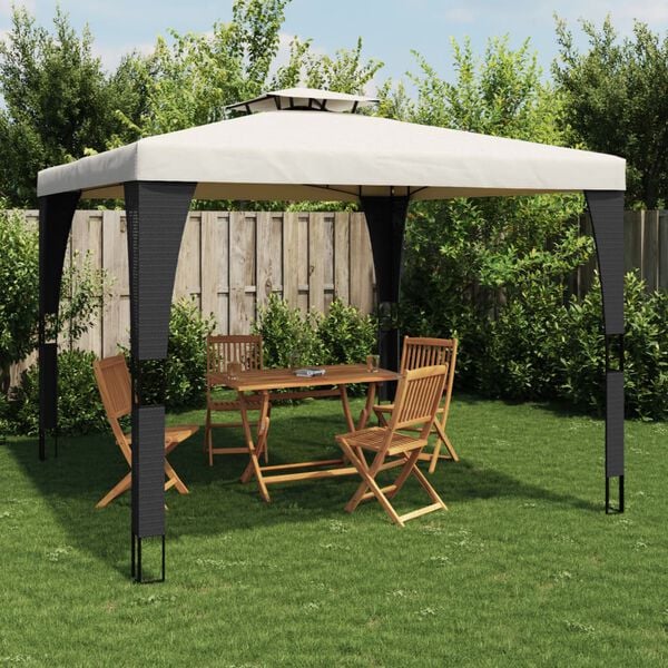 vidaXL Gazebo Cream and Anthracite Powder-coated steel and polyester Large