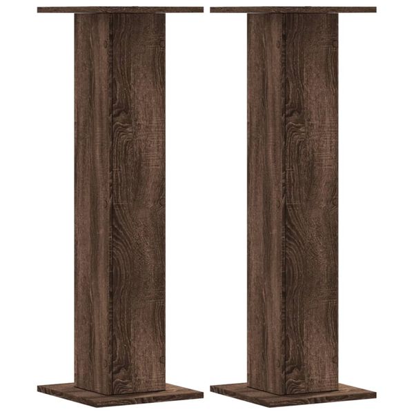 vidaXL Speaker Stands 2 pcs Brown Oak 11.8x11.8x37.4" Engineered Wood