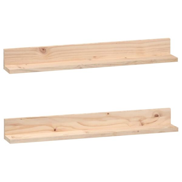 vidaXL Wall Shelf Natural Wood Solid pine wood 31.5 x 4.3 x 3.5 in