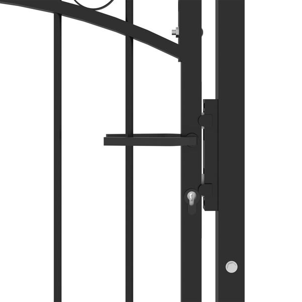 vidaXL Fence Gate with Arched Top Steel 39.4x68.9" Black