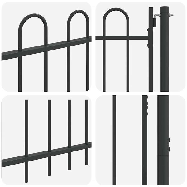 vidaXL Fence Gate Single Door with Arched Top Steel 3.3'x3.9' Black