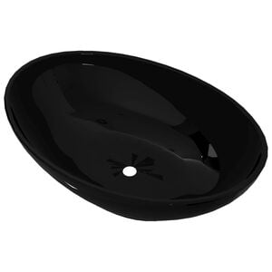 Luxury Ceramic Basin Oval-shaped Sink Black 15.7"x13"