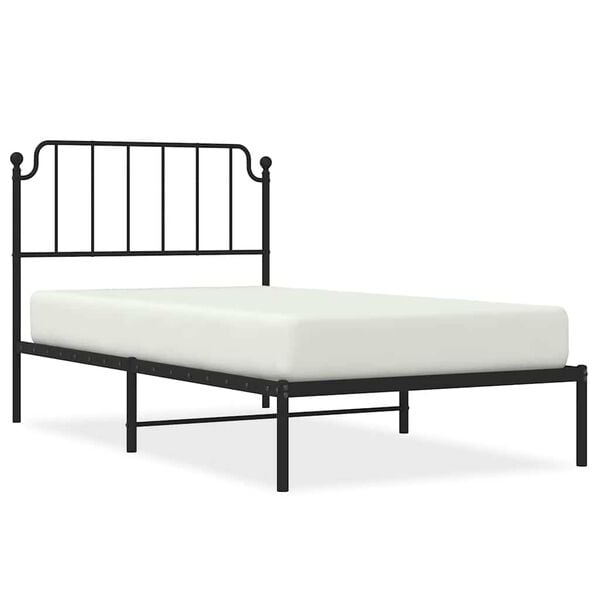 vidaXL Bed Frame Black Powder-Coated Steel Twin Bed Frame Rectangular
