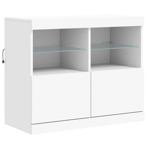 vidaXL Sideboard White Engineered wood, Glass Medium Sideboard