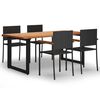 vidaXL 5 Piece Patio Dining Set Poly Rattan Black