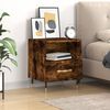 vidaXL Bedside Cabinet Smoked oak Engineered wood, Iron Bedside Cabinet