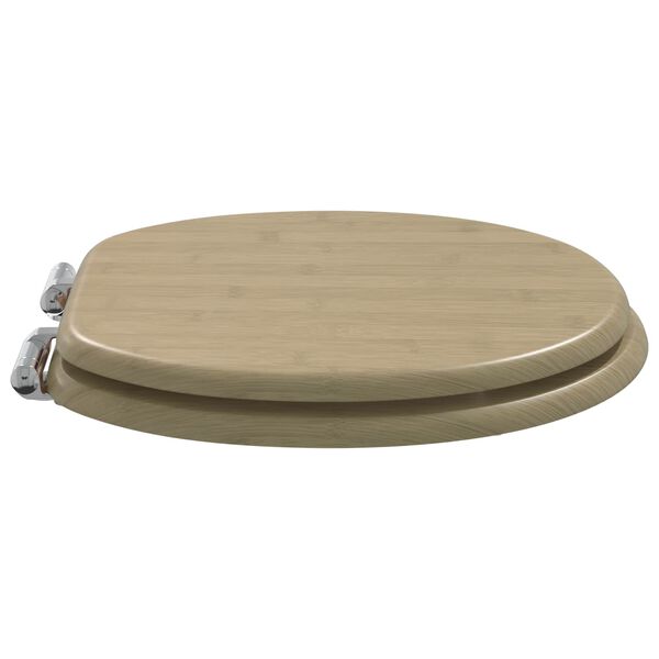 vidaXL WC Toilet Seats 2 pcs with Soft Close Lids MDF Bamboo Design (2x143926)