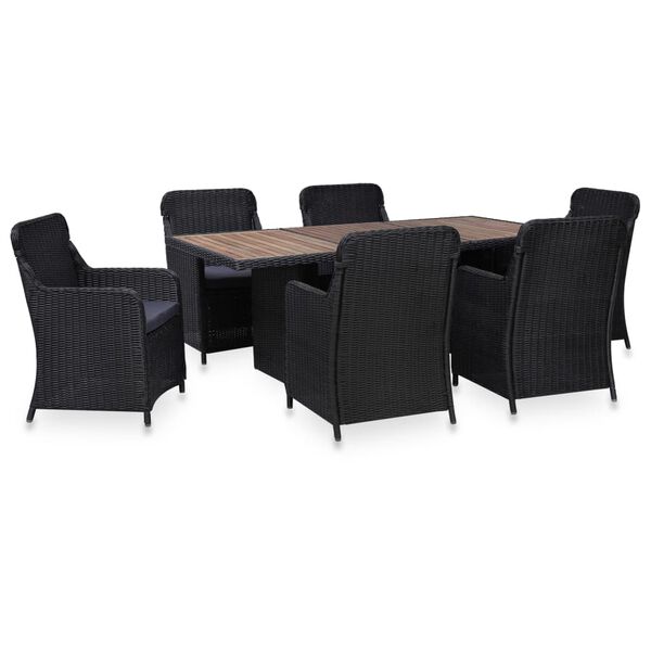 vidaXL Outdoor Dining Set Black Poly Rattan Large Durable