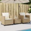 vidaXL 3 Piece Bistro Set with Cushions Beige Poly Rattan
