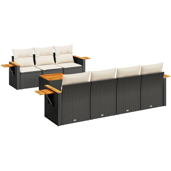 vidaXL Garden Sofa Set Black, Cream White