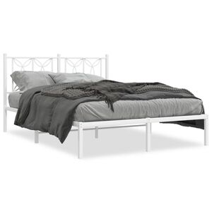 vidaXL Bed Frame White Steel Double Bed Frame Rectangular Modern