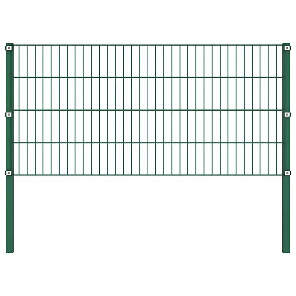 vidaXL Fence Panel with Posts Iron 680.7"x31.5" Green