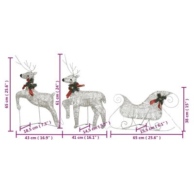 vidaXL Reindeer & Sleigh Christmas Decoration 140 LEDs Outdoor Gold