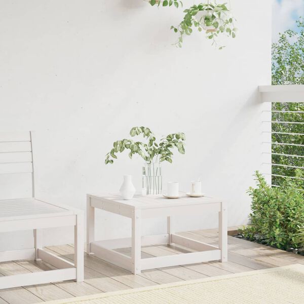 vidaXL Garden Footstool White Solid Pine Wood Standard Modular