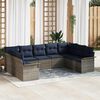 vidaXL Garden Sofa Set with Cushion 9 pcs Grey Poly Rattan