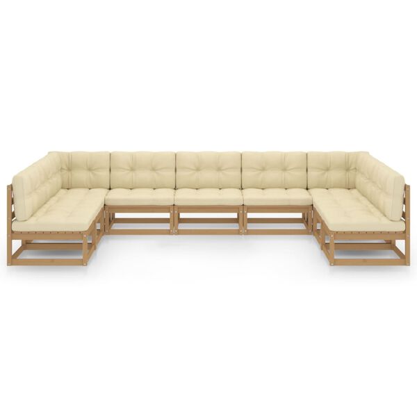vidaXL Garden Lounge Set Honey brown Solid pinewood, 100% polyester