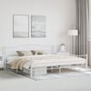 vidaXL Bed Frame White Metal, Plywood 78.7 x 78.7 in Durable Bed Frame