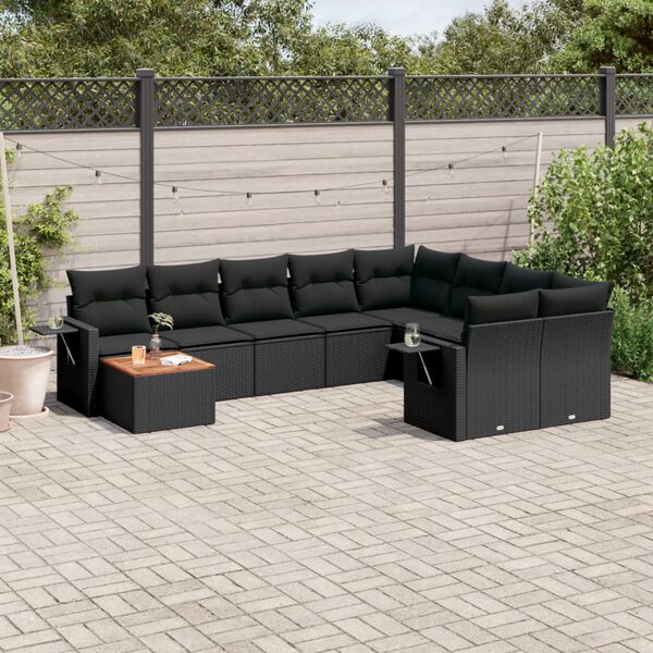 vidaXL Garden Sofa Set Black