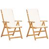 vidaXL Garden Chair Set of 2 Brown Solid Acacia Wood, Polyester Cushion