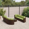 vidaXL Patio Sofa Set Set of 8 Brown, Green
