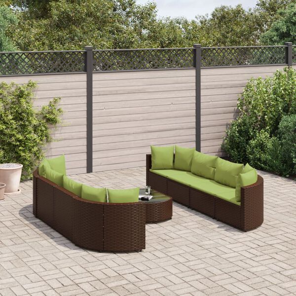 vidaXL Patio Sofa Set Set of 8 Brown, Green