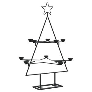 vidaXL Metal Christmas Tree Black Powder-coated steel 30 in Collapsible
