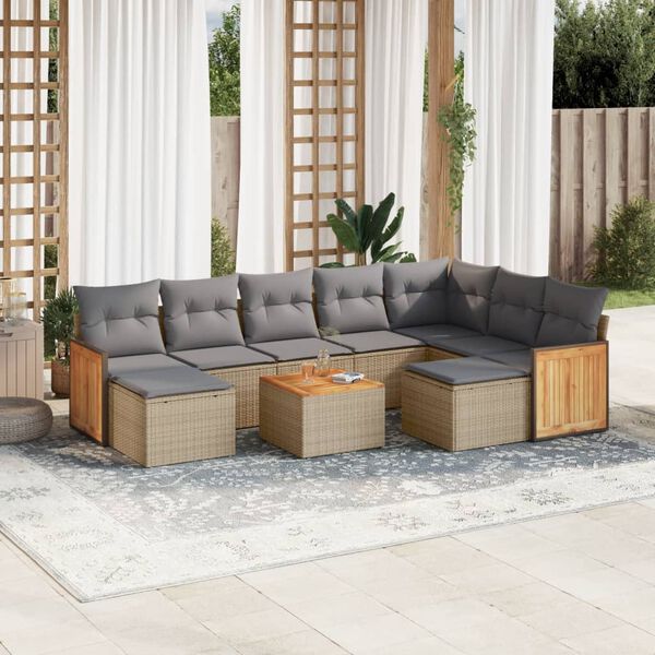 vidaXL Garden Sofa Set Beige, Light Grey