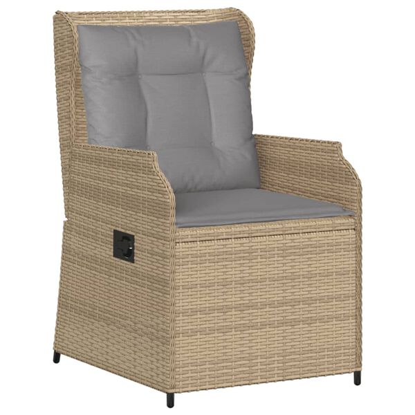 vidaXL Reclining Patio Chair Set of 2 Beige PE rattan, powder-coated steel