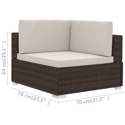 vidaXL Sectional Corner Chairs 2 pcs with Cushions Poly Rattan Brown