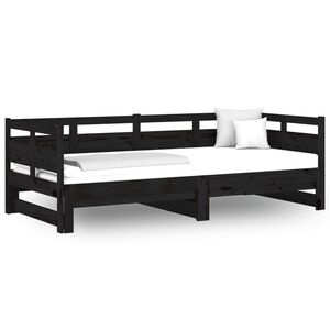 vidaXL Pull-out Day Bed Black Solid pine wood Full