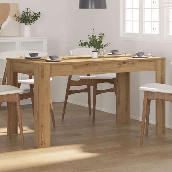 vidaXL Dining Table Artisan Oak Engineered Wood 55.1 x 29.3 x 29.9 in