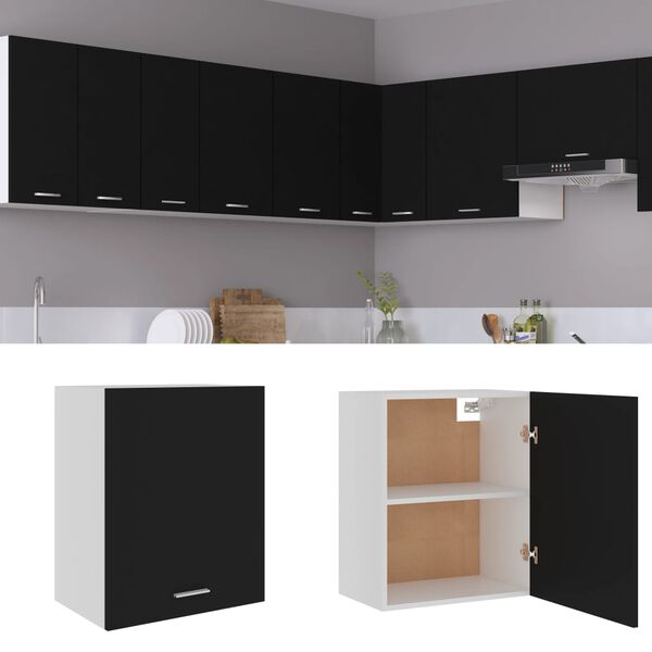 vidaXL Hanging Cabinet Black Engineered wood 19.7 in x 12.2 in x 23.6 in