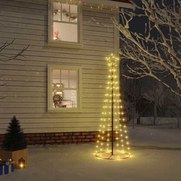 vidaXL Christmas Cone Tree Warm white Powder-coated steel, copper, PVC