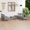 vidaXL 8 Piece Patio Lounge Set Gray Solid Pinewood