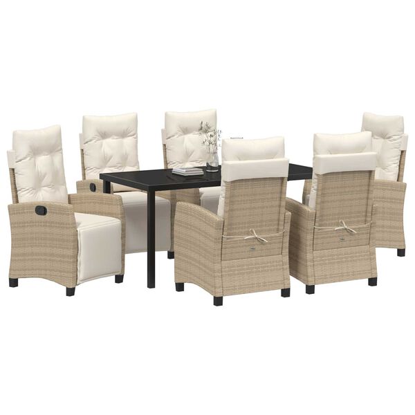 vidaXL Garden Dining Set 7 pcs Beige poly rattan