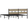vidaXL Bed Frame Black, Sonoma Oak Iron, Engineered Wood Double