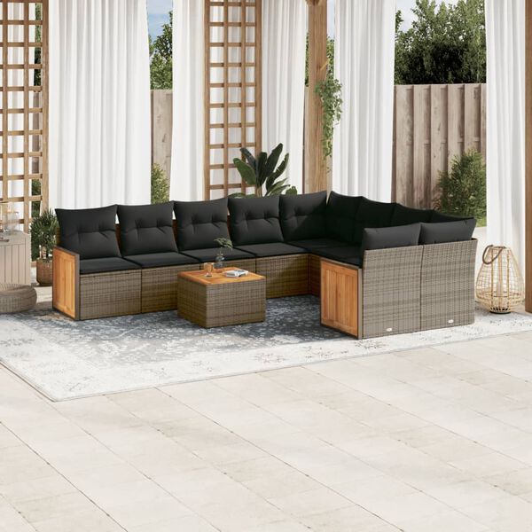 vidaXL Garden Sofa Set Grey Poly Rattan Large Modular Garden Sofa Set