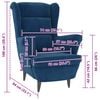 vidaXL Armchair Blue Velvet, Plywood Standard Armchair Rectangular