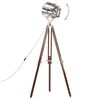 vidaXL Floor Lamp Natural and silver Solid mango wood, steel, aluminum