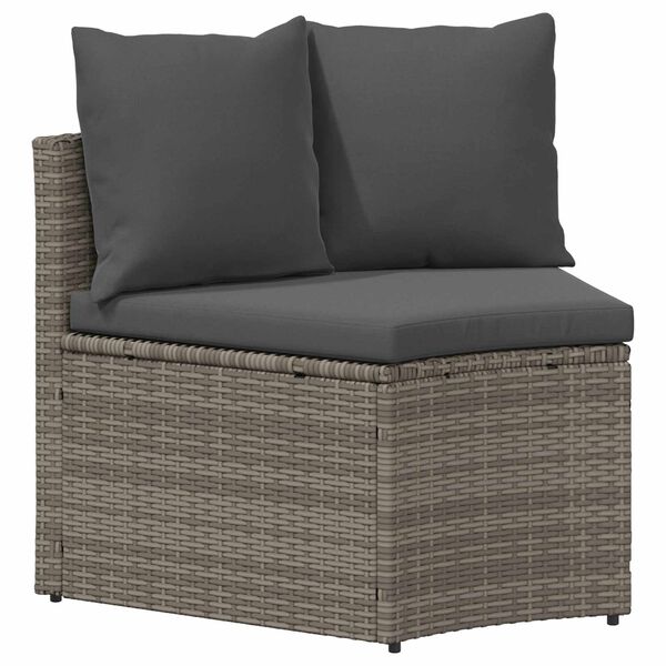 vidaXL 2 Piece Patio Sofa Set with Cushions Poly Rattan Gray