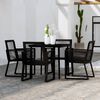 vidaXL Dining Set Black Powder-coated steel, glass, PVC rattan