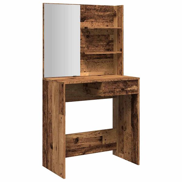 vidaXL Dressing Table Old Wood Engineered Wood, Glass