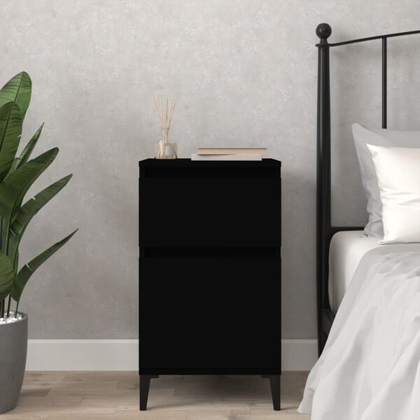 vidaXL Bedside Cabinet Black Engineered wood Bedside Cabinet Rectangle