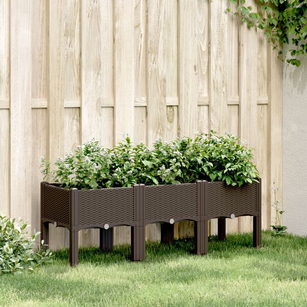 vidaXL Garden Planter Brown Polypropylene 47.2 x 15.7 x 16.5 in Planters