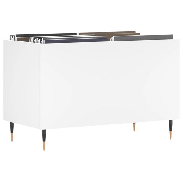 vidaXL Record Cabinet White Engineered wood, Iron Medium Record Cabinet