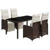 vidaXL 5 Piece Patio Bistro Set with Cushions Brown Poly Rattan