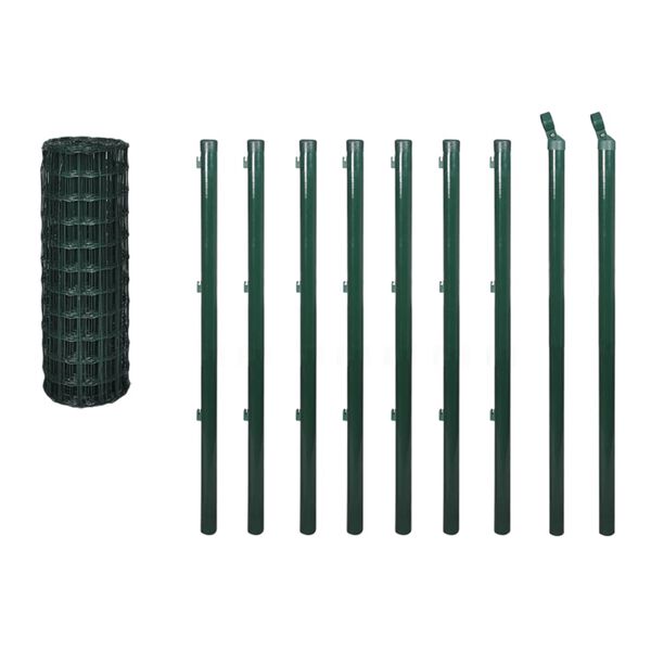 vidaXL Euro Fence Steel 32.8'x3.3' Green