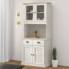 vidaXL Highboard White Solid pine wood, engineered wood, metal, glass