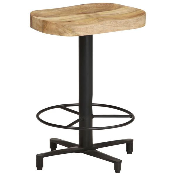 vidaXL Bar Stool Set of 2 Natural wood and black Solid Mango Wood