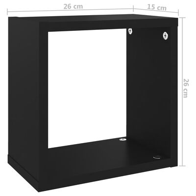 vidaXL Wall Cube Shelves 4 pcs Black 10.2"x5.9"x10.2"